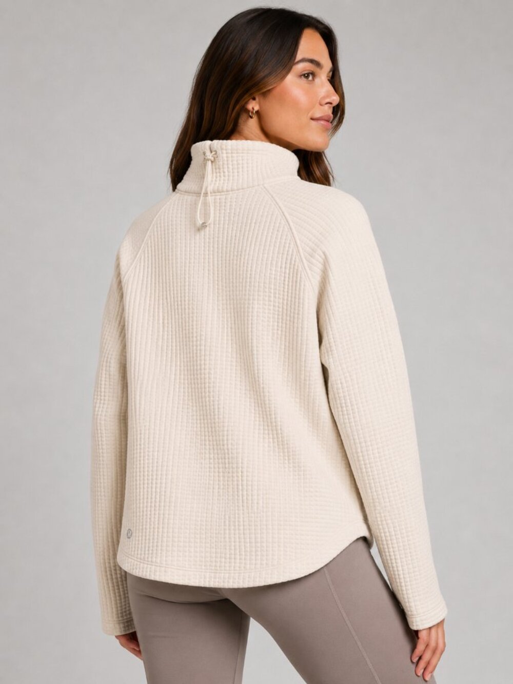 #533 Lululemon Waffle-Knit Funnel-Neck Long Sleeve Light Ivory 4 NWT